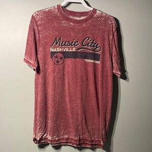 League Music City Nashville Distressed Red T-ShirtSize Large